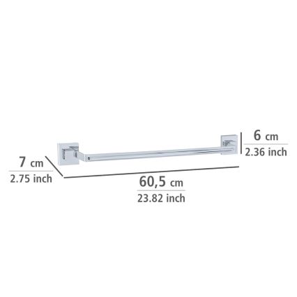 WENKO 22684100-Dvieļu turētājs VACUUM-LOC QUADRO ED 60,5x6 cm sudraba/spīdīgs hroms
