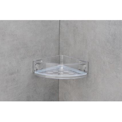 WENKO 22686100-Stūra plaukts VACUUM-LOC QUADRO ED 28x19,5 cm sudraba/caurspīdīgs