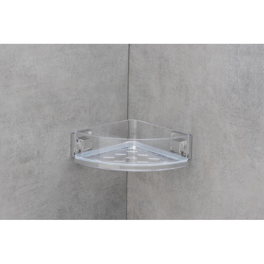WENKO 22686100-Stūra plaukts VACUUM-LOC QUADRO ED 28x19,5 cm sudraba/caurspīdīgs