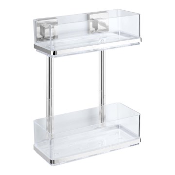WENKO 22691100 - plaukts VACUUM-LOC QUADRO ED, 25,5 x 32,5 cm, sudraba / spīdīgs hroms / caurspīdīgs