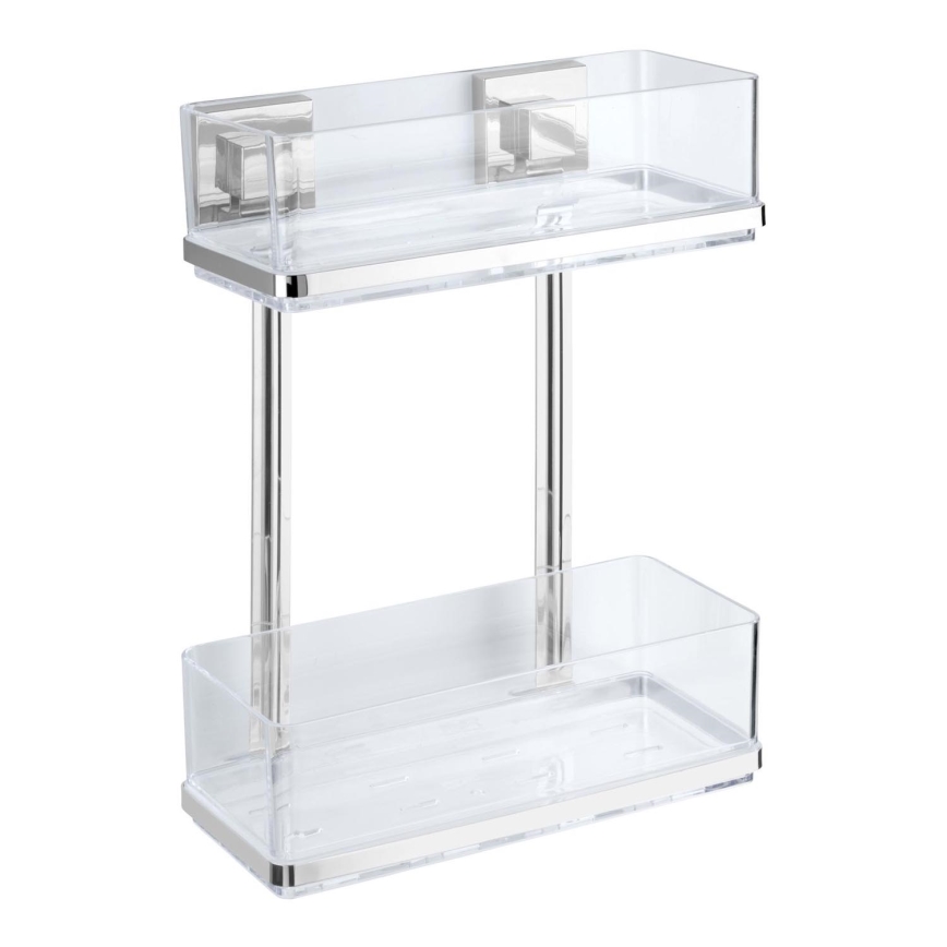 WENKO 22691100 - plaukts VACUUM-LOC QUADRO ED, 25,5 x 32,5 cm, sudraba / spīdīgs hroms / caurspīdīgs