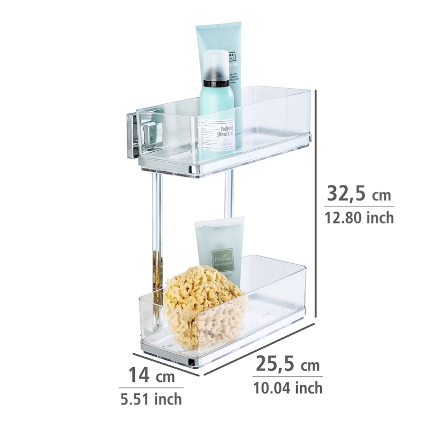 WENKO 22691100 - plaukts VACUUM-LOC QUADRO ED, 25,5 x 32,5 cm, sudraba / spīdīgs hroms / caurspīdīgs