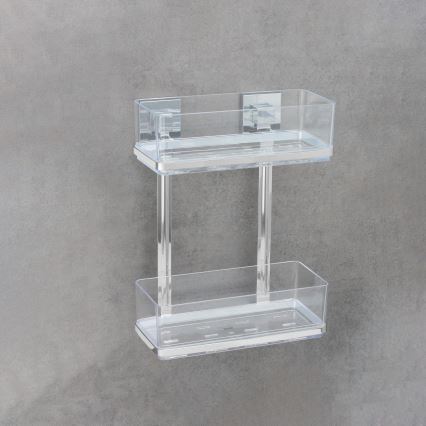 WENKO 22691100 - plaukts VACUUM-LOC QUADRO ED, 25,5 x 32,5 cm, sudraba / spīdīgs hroms / caurspīdīgs