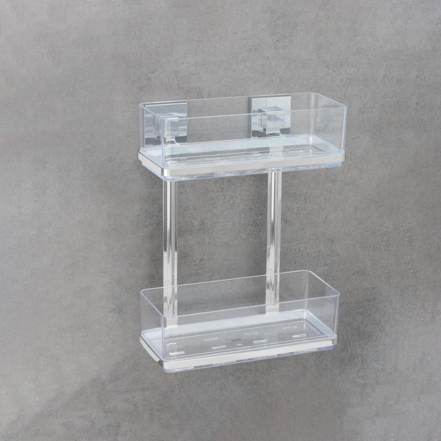 WENKO 22691100 - plaukts VACUUM-LOC QUADRO ED, 25,5 x 32,5 cm, sudraba / spīdīgs hroms / caurspīdīgs