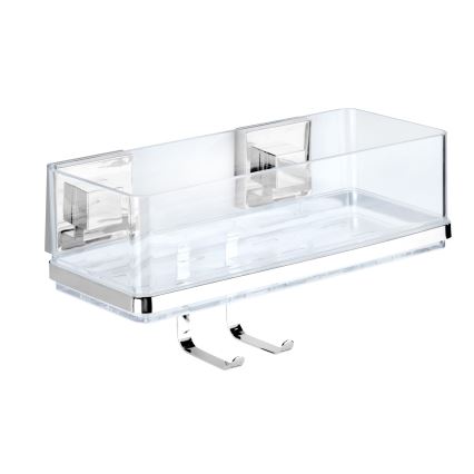 WENKO 22694100-plaukts VACUUM-LOC QUADRO ED 25,5x15 cm sudraba/spīdīgs hroms/caurspīdīgs