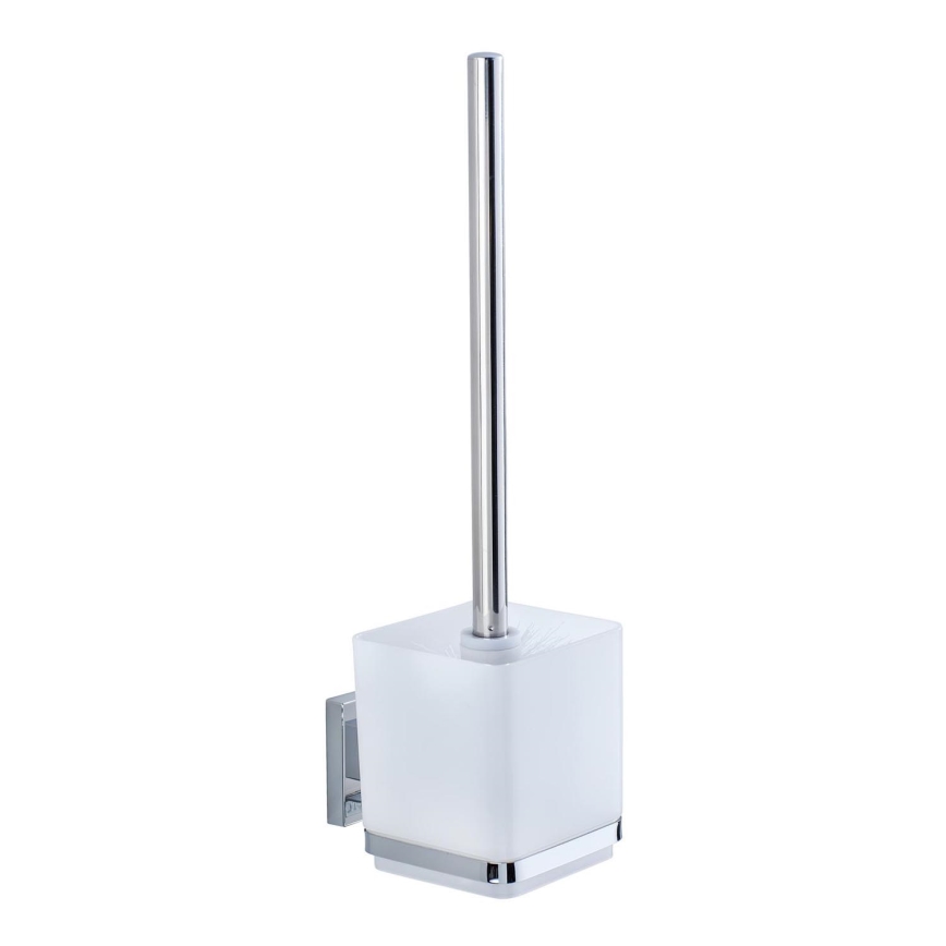 WENKO 22695100-WC tualetes birste VACUUM-LOC QUADRO ED 9,5x37 cm sudraba/spīdīgs hroms/caurspīdīga