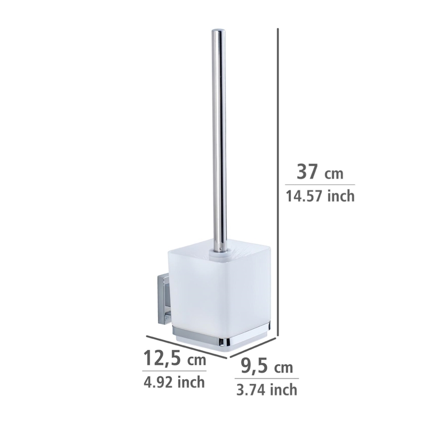 WENKO 22695100-WC tualetes birste VACUUM-LOC QUADRO ED 9,5x37 cm sudraba/spīdīgs hroms/caurspīdīga