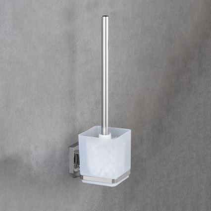 WENKO 22695100-WC tualetes birste VACUUM-LOC QUADRO ED 9,5x37 cm sudraba/spīdīgs hroms/caurspīdīga