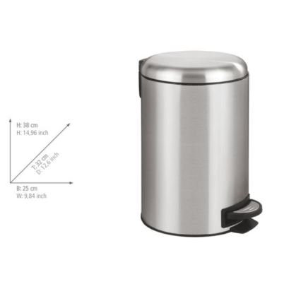 WENKO 22703100 - LEMAN atkritumu tvertne 25x38 cm nerūsējošais tērauds/satinēts/melns