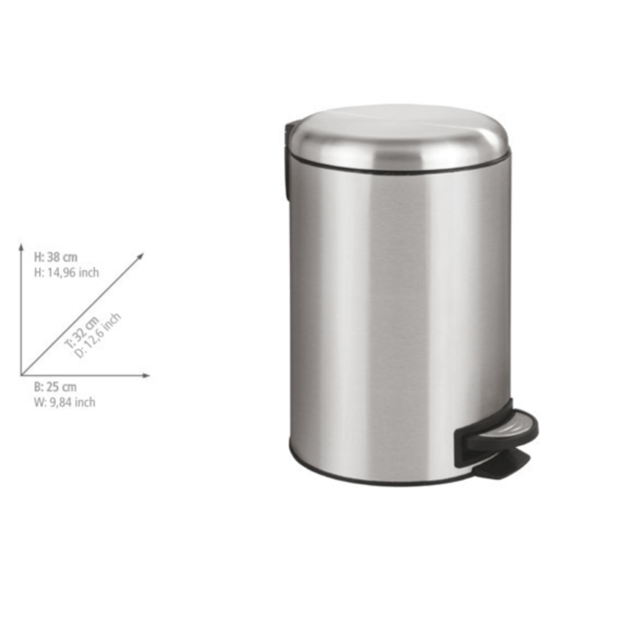 WENKO 22703100 - LEMAN atkritumu tvertne 25x38 cm nerūsējošais tērauds/satinēts/melns