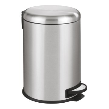 WENKO 22704100 - Atkritumu tvertne LEMAN 30,5x44 cm nerūsējošais tērauds/satīna/melns