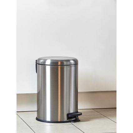WENKO 22704100 - Atkritumu tvertne LEMAN 30,5x44 cm nerūsējošais tērauds/satīna/melns