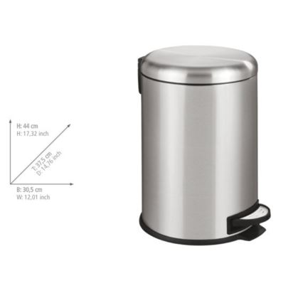 WENKO 22704100 - Atkritumu tvertne LEMAN 30,5x44 cm nerūsējošais tērauds/satīna/melns