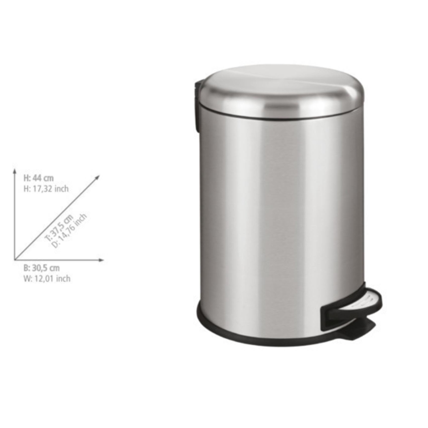 WENKO 22704100 - Atkritumu tvertne LEMAN 30,5x44 cm nerūsējošais tērauds/satīna/melns