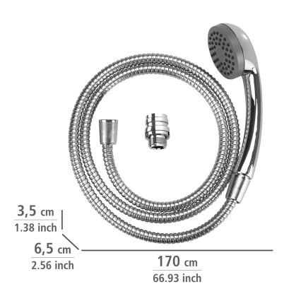 WENKO 22866100 - Duša UNIVERSAL 170x6,5 cm spīdīgs hroms/sudraba/pelēks