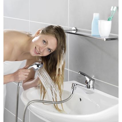 WENKO 22866100 - Duša UNIVERSAL 170x6,5 cm spīdīgs hroms/sudraba/pelēks