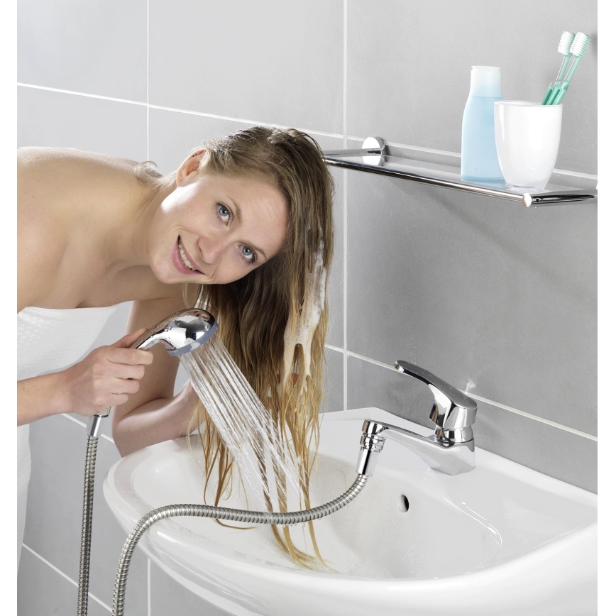 WENKO 22866100 - Duša UNIVERSAL 170x6,5 cm spīdīgs hroms/sudraba/pelēks