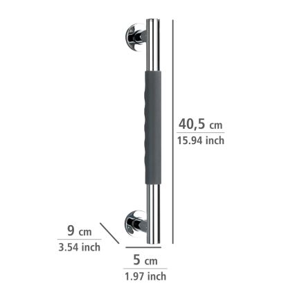 WENKO 23284100 - drošības rokturis SECURA, 40,5 x 9 cm, nerūsējošais tērauds/antracīts/spīdīgs hroms