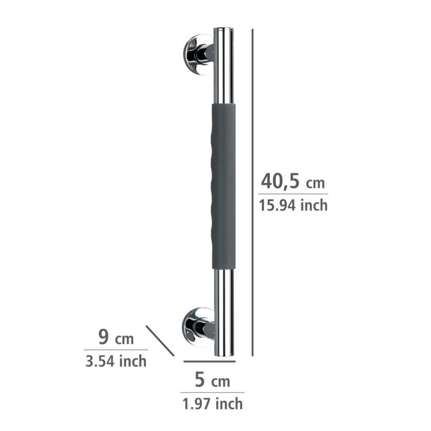 WENKO 23284100 - drošības rokturis SECURA, 40,5 x 9 cm, nerūsējošais tērauds/antracīts/spīdīgs hroms