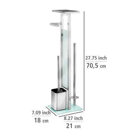 WENKO 23364100 - tualetes birste DEBAR 21x70,5 cm nerūsējošā tērauda/satinēta/balta