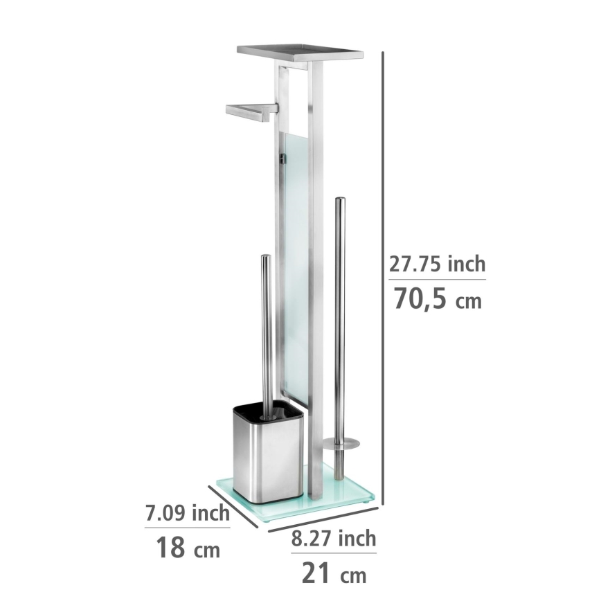 WENKO 23364100 - tualetes birste DEBAR 21x70,5 cm nerūsējošā tērauda/satinēta/balta