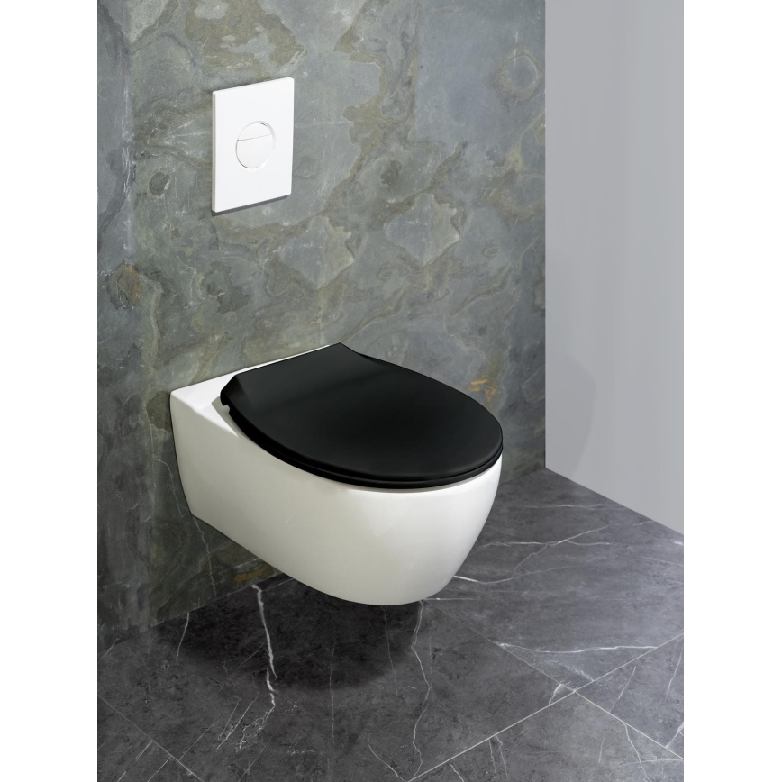 WENKO 23443100-WC tualetes sēdeklis KOS 44x37 cm melns/sudraba
