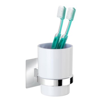 WENKO 23847800-Zobu suku turētājs TURBO-LOC QUADRO ED. 7x9,5 cm spīdīgs hroms/balts