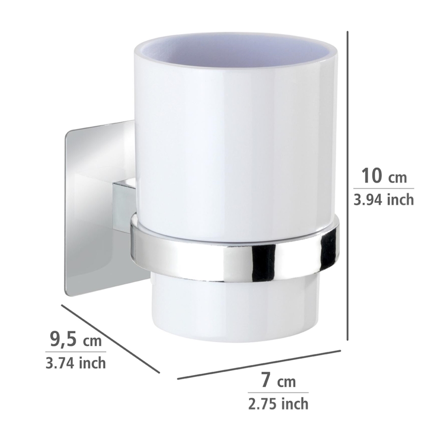 WENKO 23847800-Zobu suku turētājs TURBO-LOC QUADRO ED. 7x9,5 cm spīdīgs hroms/balts