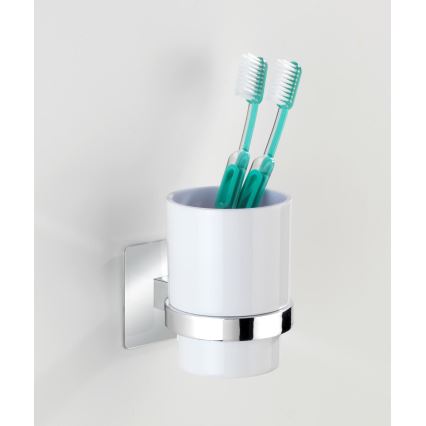 WENKO 23847800-Zobu suku turētājs TURBO-LOC QUADRO ED. 7x9,5 cm spīdīgs hroms/balts