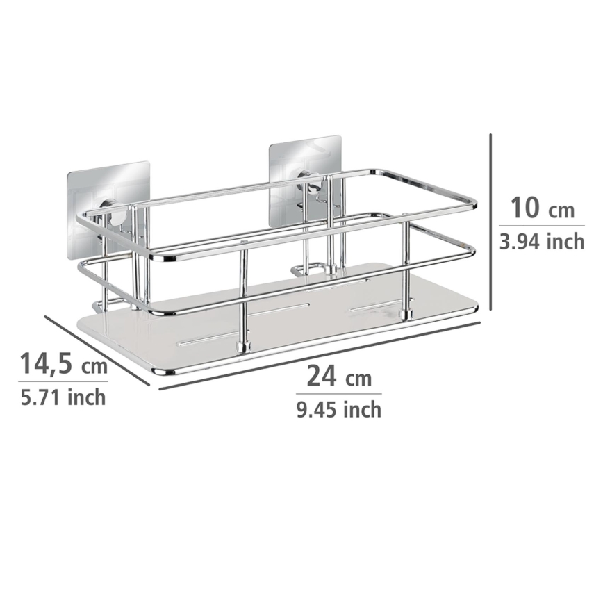 WENKO 23854800-Plaukts TURBO-LOC QUADRO ED. 24x14,5 cm nerūsējošais tērauds/spīdīgs hroms