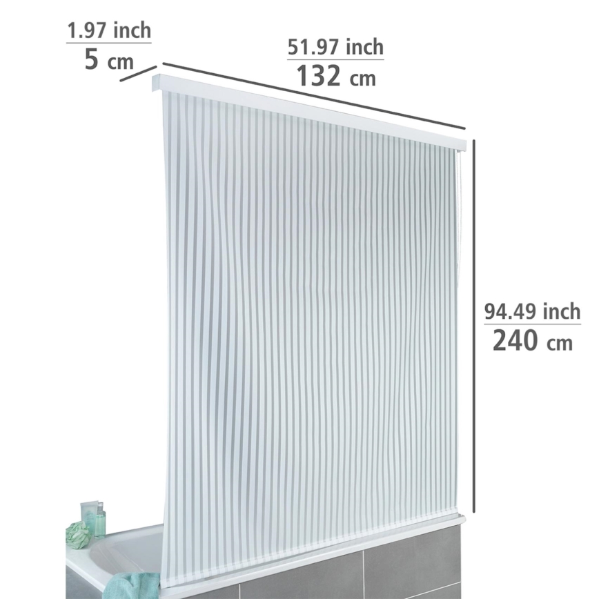 WENKO 23864100 - Ruļļa tipa dušas aizkars 132x240 cm balts