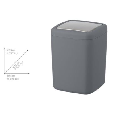WENKO 23979100 - Atkritumu tvertne BARCELONA 15x20 cm antracīts/spīdīgs hroms