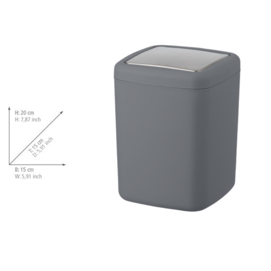 WENKO 23979100 - Atkritumu tvertne BARCELONA 15x20 cm antracīts/spīdīgs hroms