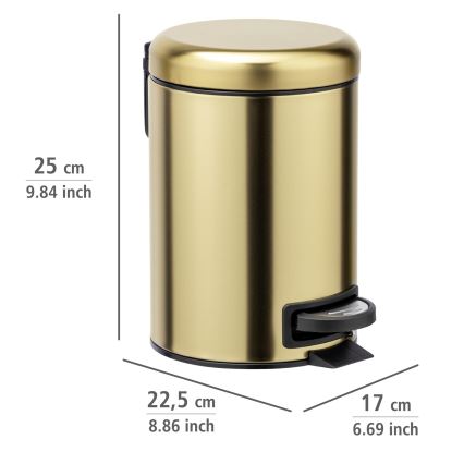 WENKO 24009800 - Atkritumu tvertne LEMAN 17x25 cm nerūsējošā tērauda/zelta/melna