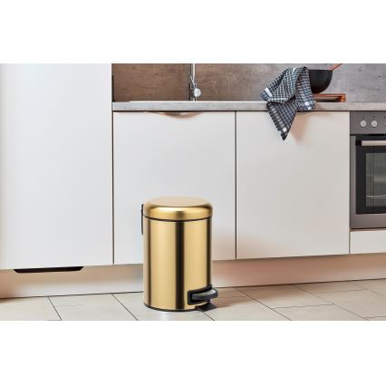 WENKO 24009800 - Atkritumu tvertne LEMAN 17x25 cm nerūsējošā tērauda/zelta/melna
