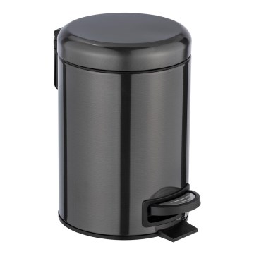 WENKO 24035100 - Atkritumu tvertne LEMAN 17x25 cm, nerūsējošais tērauds/melna