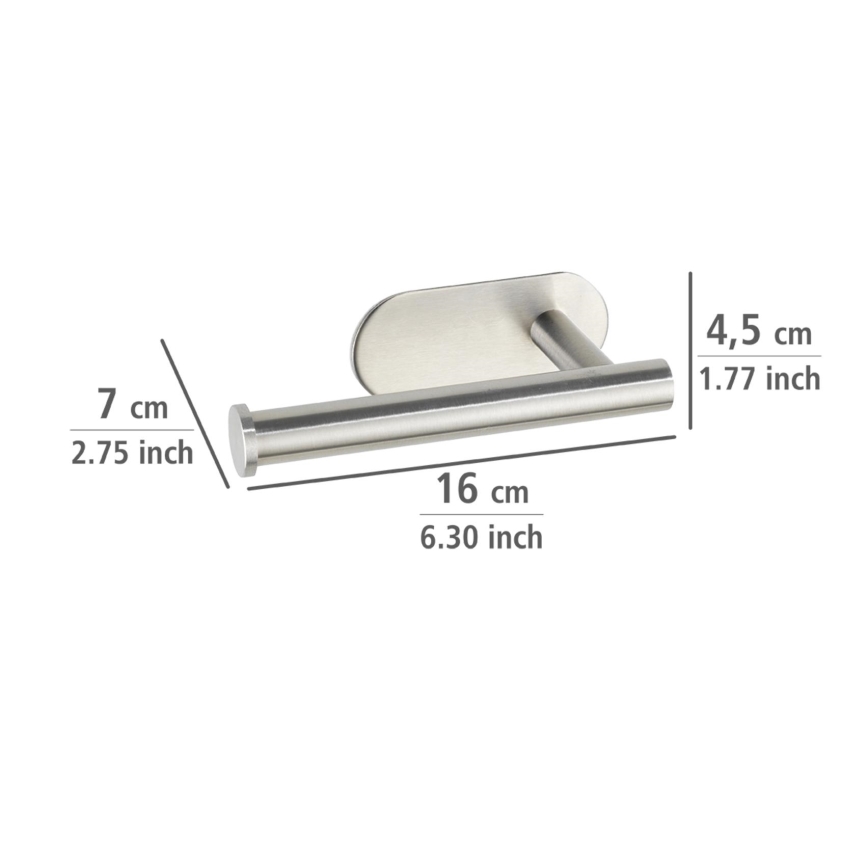 WENKO 24166100 - Tualetes papīra turētājs TURBO-LOC OREA MATT 16x7 cm nerūsējošais tērauds/sudraba