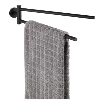 WENKO 24238100-dvieļu turētājs BOSIO BLACK 5,5x43 cm nerūsējošais tērauds/sudraba