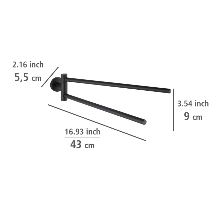 WENKO 24238100-dvieļu turētājs BOSIO BLACK 5,5x43 cm nerūsējošais tērauds/sudraba