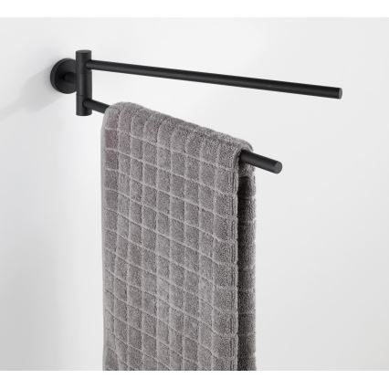 WENKO 24238100-dvieļu turētājs BOSIO BLACK 5,5x43 cm nerūsējošais tērauds/sudraba