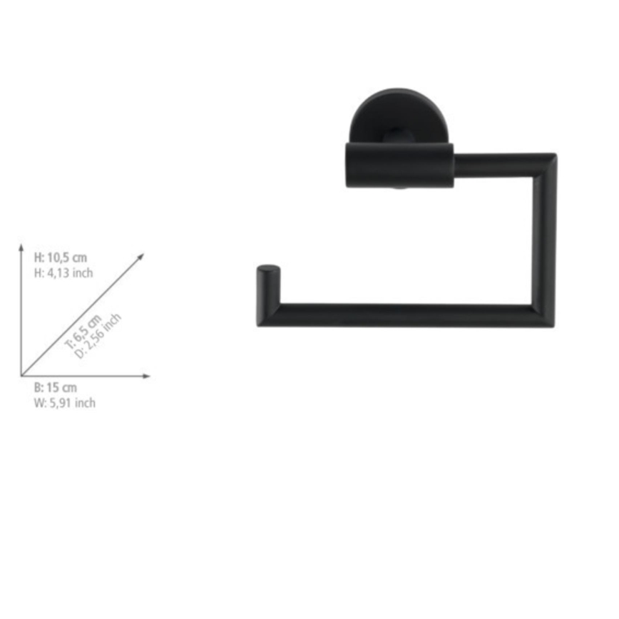 WENKO 24240100- tualetes papīra turētājs BOSIO BLACK 15x10,5 cm, nerūsējošais tērauds/sudraba