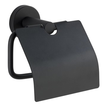 WENKO 24241100-Tualetes papīra turētājs BOSIO BLACK 15x13,5 cm nerūsējošais tērauds/sudraba