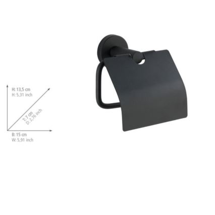 WENKO 24241100-Tualetes papīra turētājs BOSIO BLACK 15x13,5 cm nerūsējošais tērauds/sudraba