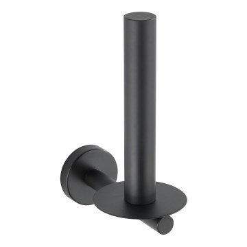 WENKO 24262100-Tualetes papīra turētājs BOSIO BLACK 8x18 cm nerūsējošais tērauds/sudraba