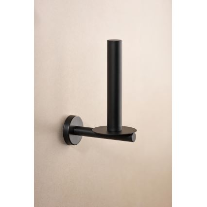 WENKO 24262100-Tualetes papīra turētājs BOSIO BLACK 8x18 cm nerūsējošais tērauds/sudraba