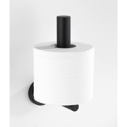 WENKO 24262100-Tualetes papīra turētājs BOSIO BLACK 8x18 cm nerūsējošais tērauds/sudraba