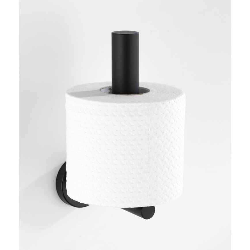 WENKO 24262100-Tualetes papīra turētājs BOSIO BLACK 8x18 cm nerūsējošais tērauds/sudraba