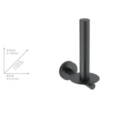 WENKO 24262100-Tualetes papīra turētājs BOSIO BLACK 8x18 cm nerūsējošais tērauds/sudraba