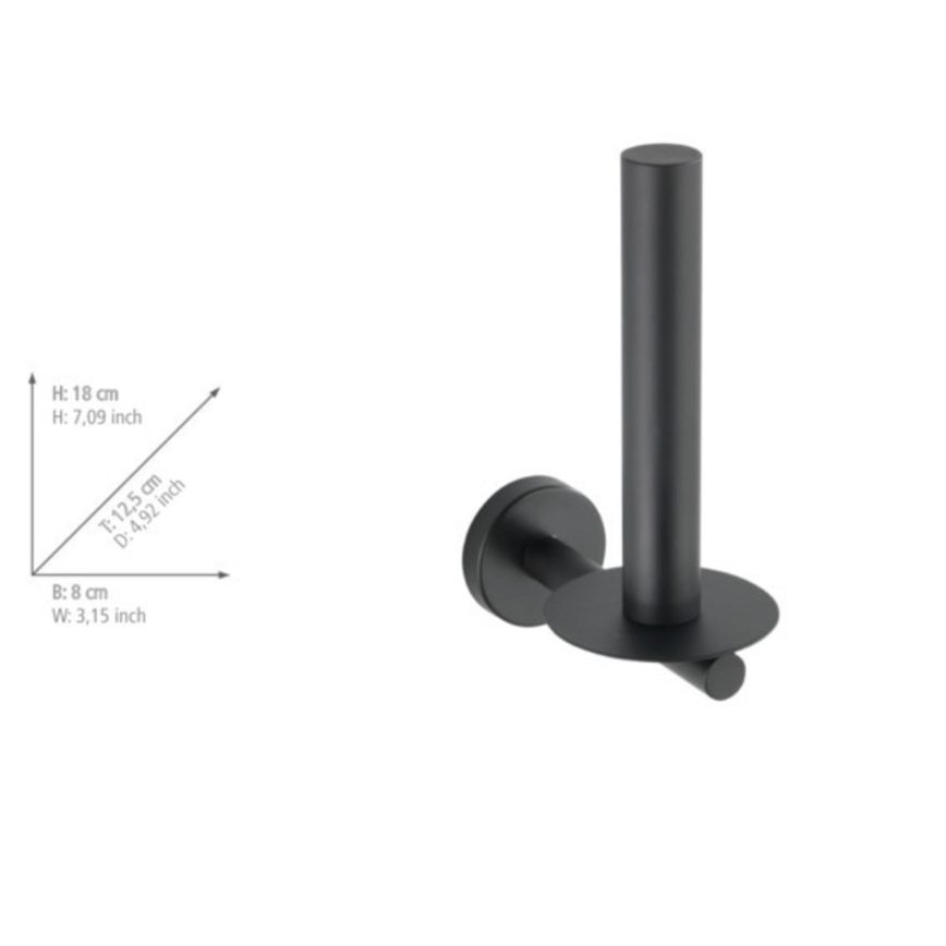 WENKO 24262100-Tualetes papīra turētājs BOSIO BLACK 8x18 cm nerūsējošais tērauds/sudraba