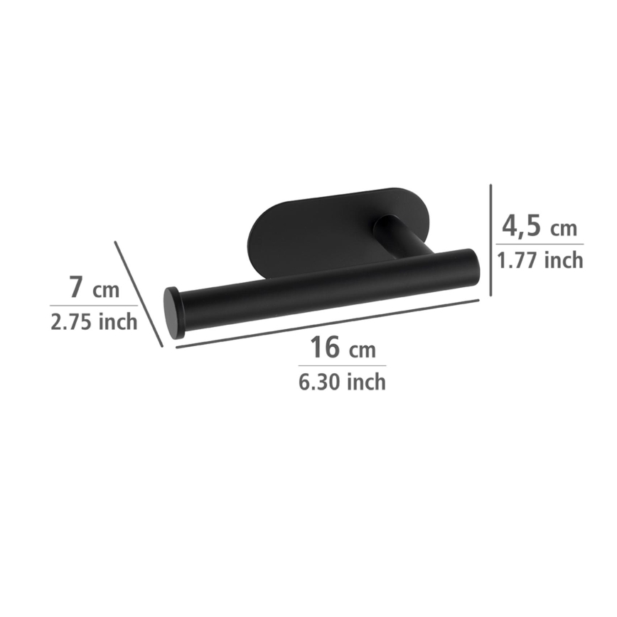 WENKO 24287100-Tualetes papīra turētājs TURBO-LOC OREA BLACK 16x7 cm nerūsējošais tērauds/melns